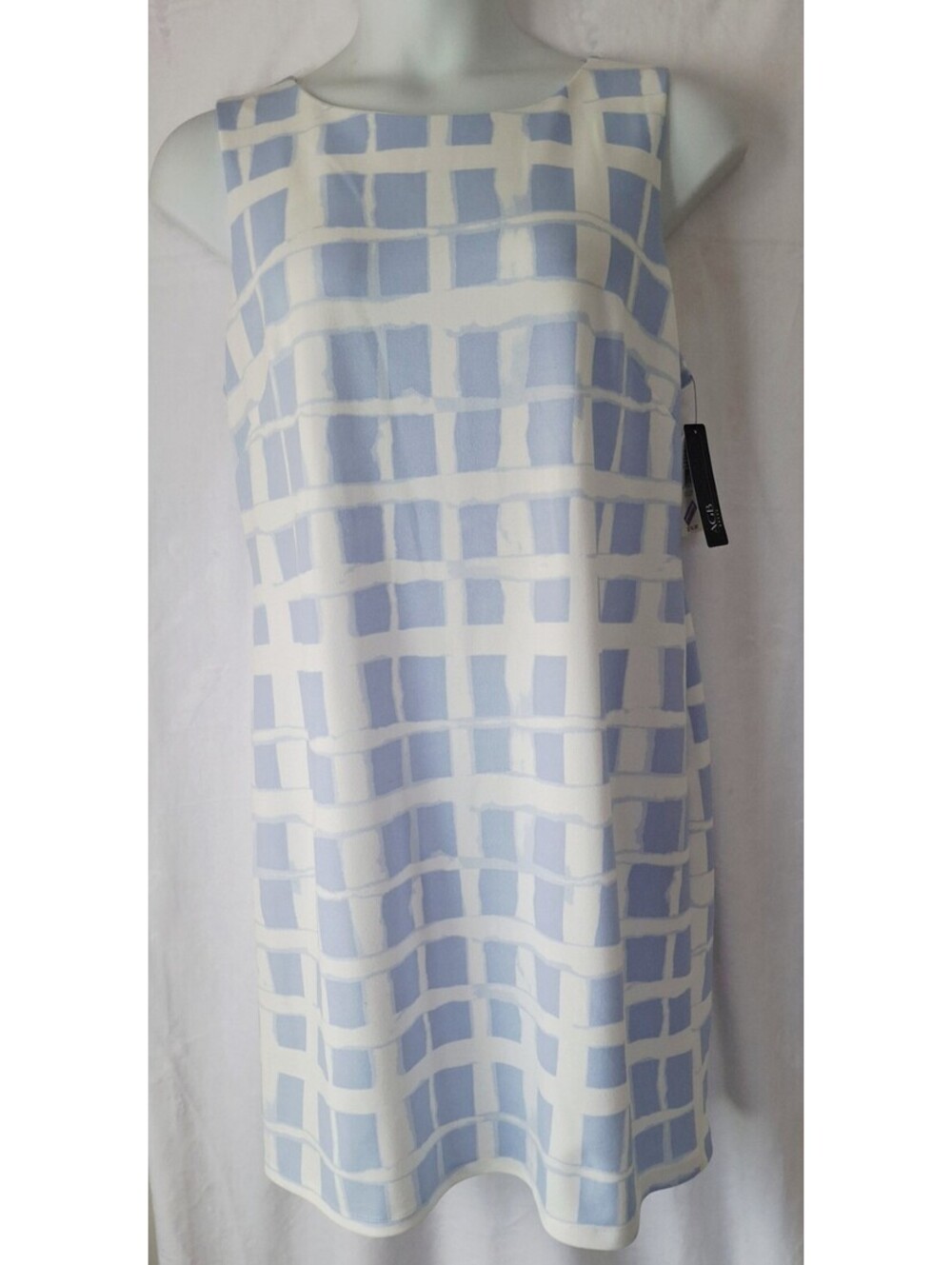 AGB Sheath Boat Neckline Light Blue/White Geometric Print Dressy/Work WM 16